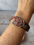 Red Butterfly Floral Cloisonné Hinged Cuff Bracelet