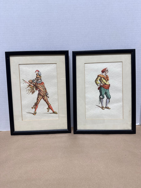 (B) Pair Of Commedia Dell’arte Theatre Style Framed Prints