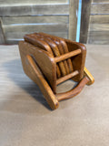 Set Of 4 Wooden Bullseye Coasters With Carrier