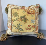 Aubusson Style Floral Throw Pillow with Tassels