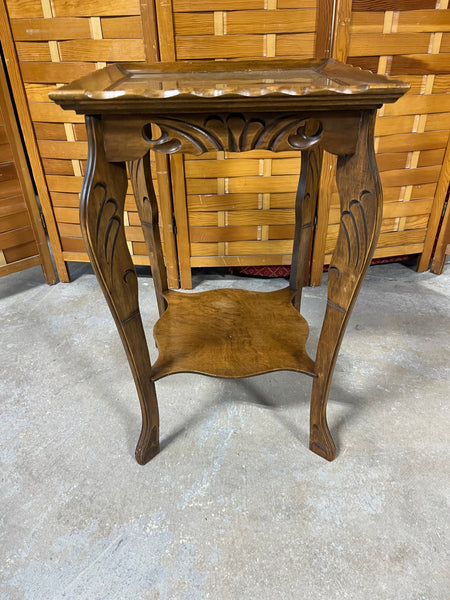 Lightweight Square Accent Table with Carved Legs and Protective Glass
