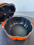 Orange Smith & Clark Ironworks 2 Qt Enameled Cast Iron Pumpkin Dutch Oven