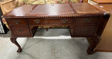 Leather Inlaid Chippendale Style Executive Desk