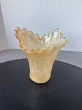 Ruffled Amber Colored Murano Style Ruffled Vase