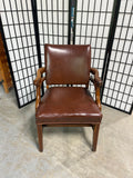 Mid Century/ Gunlocke Georgian  Style Wood/Leather Arm Chair
