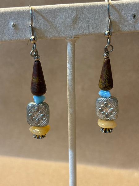 Silver Tone Earrings with Multiple Beads