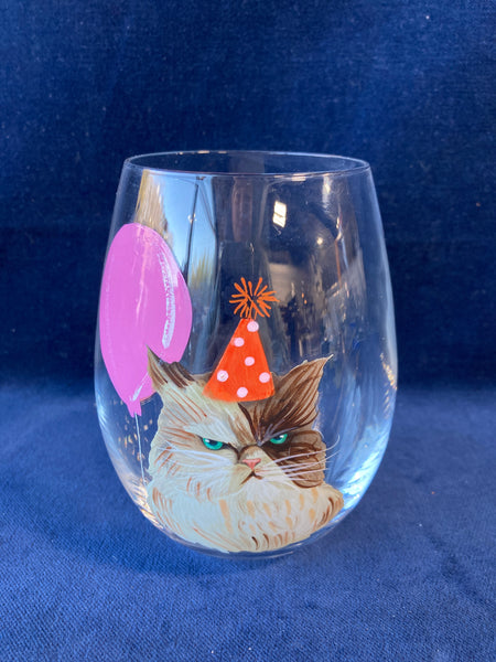 Pier 1 Imports Birthday Cat Wine Glass