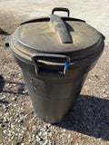 (A) Rubbermaid Roughneck Rolling Lidded Trash Can