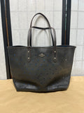 Coach City Toti in Perforated Crossgrain Leather;  Black Exterior with Blue Backed Butterfly Cutouts