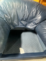 Blue Vinyl/Faux Leather Chair and Ottoman