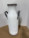 White Washed Heavy Ceramic Milk Jug Style Floor Vase