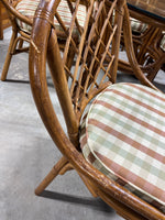 Bamboo Style Rattan Glass Top Table with 4 Chairs; Comes with Cushions