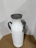 White Washed Heavy Ceramic Milk Jug Style Floor Vase