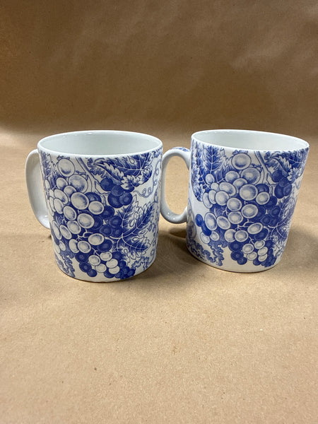 Pair Of SPODE Blue Room Collection Grapes Coffee Tea Mug
