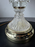 Pressed Glass Brass Vintage Table Lamp (WORKS)