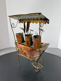 Copper Tone Vintage Metal Flower Cart