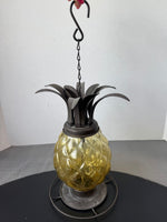Metal & Amber Glass Pineapple Hummingbird Feeder