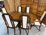 Ethan Allen Dining Table, 2 Leaves, Table Pads, and 6 Chairs***HEAVY ITEM***