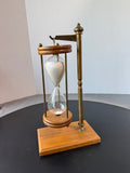 Brass & Wooden Vintage Suspended Hourglass with Stand