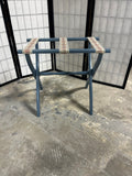 Blue Painted Luggage Rack with Floral Straps