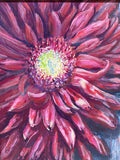 Red & White Mums Original Painting by Local Artist, Ginger Olansen; Signed