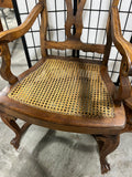Pair of Ladder Back Arm Chairs with Cane Seats