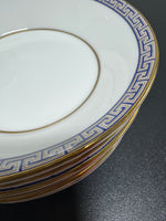 (F) 7-Piece Wedgwood England Palatia R4700 Greek Key Bone China Dessert Bowls Set