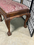 Paisley Upholstered Bench with Carved Legs