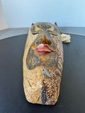 Sejati of Bali Hand Carved Wooden Aflame Mask with Batik Fabric