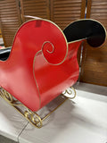 Large Red and Gold Decorative Metal Sled