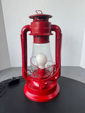 Red Vintage Style Lantern Electric Lamp (WORKS)