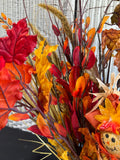 Pumpkin & Scarecrow Faux Fall Floral Arrangement