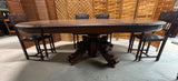 1880's German/French Huntsman's Hand Carved Oak Dining Table with Leaf, and (6) Henry II Revival Chairs ***HEAVY ITEM***READ DESCRIPTION CAREFULLY***