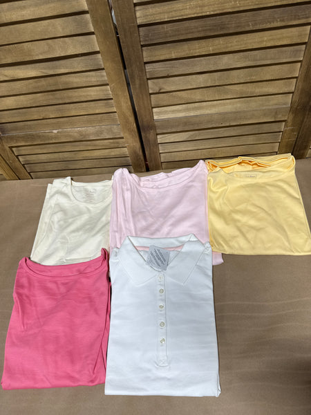 (A) SIZE MEDIUM Lot Of 5 Women's L.L. Bean Plain Long And Short Sleeved Shirts // Appears Unused