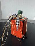 Primitive Style Crackled Wooden Pumpkin Decorative Finial