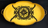 Heavyweight Resin Vintage Toleware Medallion Oval Footed Serving Tray AS IS (READ DESCRIPTION CAREFULLY)