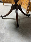 Vintage Accent Table with Leather Inlay, on Casters