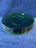 7 Piece Lot of Vintage Green Glass Plates