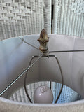 Pair of Neutral Glazed Pineapple Table Lamps (WORKS)