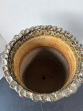 Signed Handmade Twin-Handled Glazed Stoneware Vase or Planter