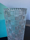 Tiffany & Co. Crystal Basket Weave Cylinder Vase with Box