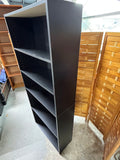 A-Black Particle Board Bookcase, card board backing