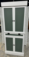 White & Sage Green Kitchen Pantry Cabinet & Cupboard