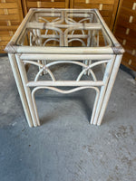 Wicker & Glass Side Table ***AS IS***