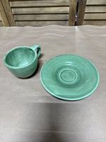 (B) Green Pottery Barn Mug And Saucer