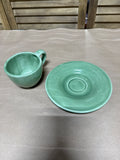 (B) Green Pottery Barn Mug And Saucer