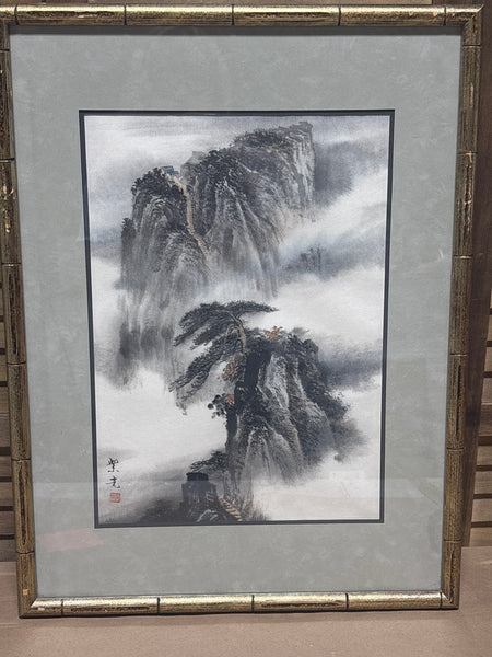 Asian Ink Wash Mountainscape