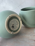 Pair of World Market Matte Sage Green Sculptural Ceramic Planters