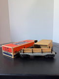 No. 2412 Flat Car Vintage Lionel Train for “O” Gauge Track with Logs, Box & Box Liner