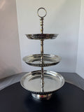 3-Tier Beaded Stainless Steel Pedestal Serving Stand